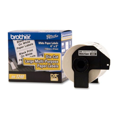 Brother 4 x 1.9 Inch Die Cut White Paper Labels 600  (DK-1240) 50.5mm x 101mm