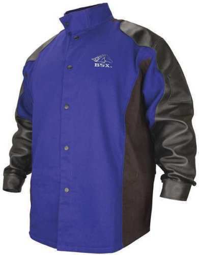 BSX BXRB9C/PS Welding Jacket, FR, Cotton/Leather, Blue, 4X NEW !!!