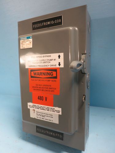 Gould nf352dt 60 amp 600v double throw switch manual transfer safety ite 60a a for sale