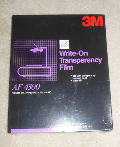 BRAND NEW 3M Af4300 Write-On Transparency Film 8 1/2&#034; x 10 1/2&#034; 100 Count