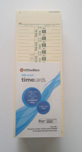 OfficeMax 1-Sided Weekly Time Cards w Numbered Days - lot of 2 packs of 200