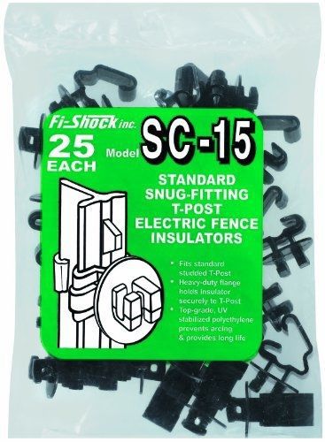 Fi-Shock SC-15B Black Standard Snug-Fitting T-Post Insulators, 25-Per Bag
