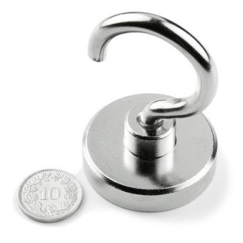 2pcs Neodymium Magnetic Hook 40mm holds 80lbs Magnet Hooks Refrigerator Holder