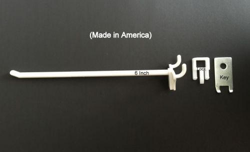 (500 pack) 6 inch locking white plastic peg hooks fit 1/8-1/4 pegboard 20 keys for sale
