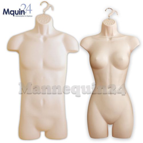 A set of flesh body mannequins:male &amp; female body forms (for sm-md) with hangers for sale
