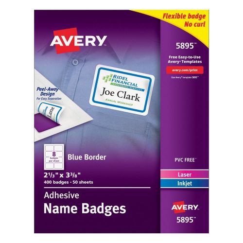 Avery Adhesive Name Badges, 2.33 x 3.38 Inch, Box of 400 (5895)
