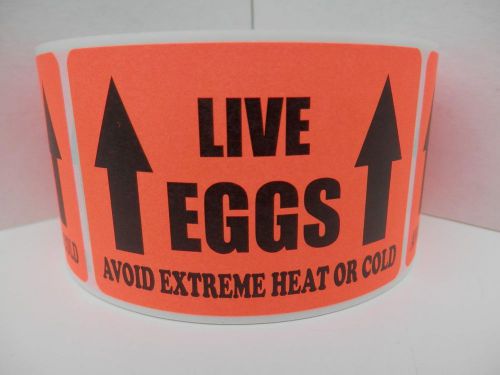 LIVE EGGS AVOID EXTREME HEAT OR COLD Hatching Egg Labels Fluor Red 250/rl