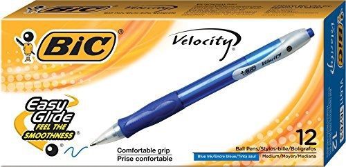 BIC Velocity Retractable Ballpoint Pen, Refillable, Medium Point (1.0 mm), Blue,