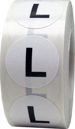 InStockLabels.com White Round Clothing Size Stickers L - Large Adhesive Labels