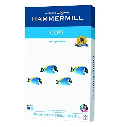 Hammermill Copy Paper, 20lb, 8-1/2 x 14, legal, 92 Bright, 500 Sheets/1 Ream
