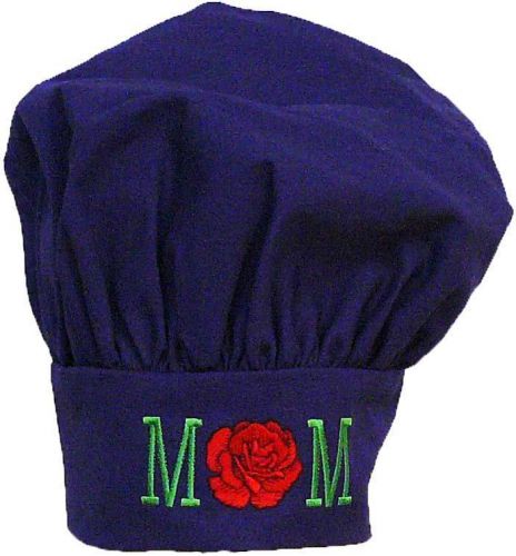 Mom &amp; Red Carnation Flower Rose Chef Hat Youth Size Dark Purple Mother Monogram