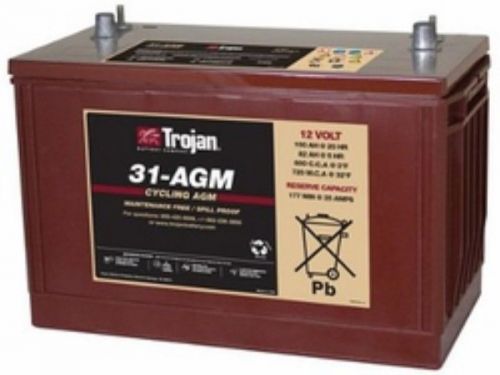 Sump pump battery trojan 31-agm12v 100ah agm grp 31 deep cycle  dual terminal ea for sale