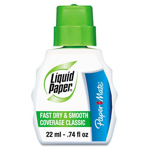 Liquid Paper Fast Dry Classic Correction Fluid, 22 ml Bottle, White, 2 Each