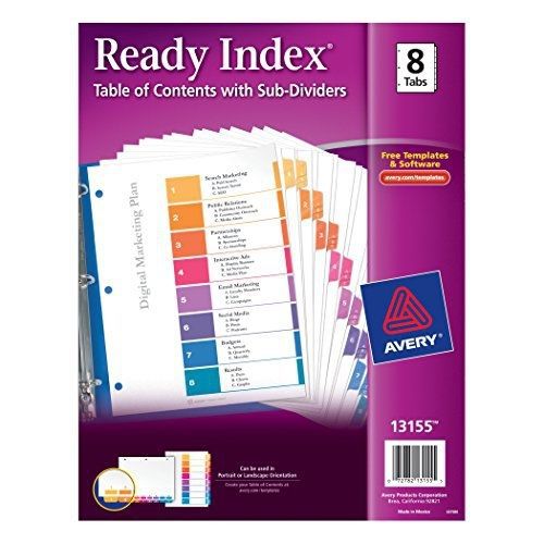 Avery Ready Index Table of Contents Dividers with Sub-Dividers, 8-Tabs per Set