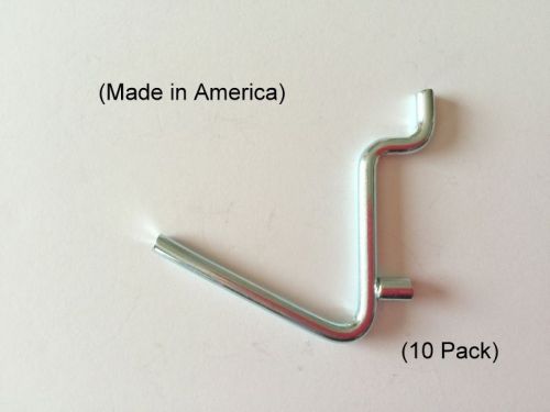(10 pack) angle 1 1/2&#034;. all metal peg hooks  for 1/8 &amp; 1/4 inch pegboard (usa) for sale