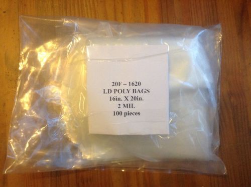 100 CLEAR FLAT, 2 MIL. POLY BAGS - OPEN TOP - 20F-1620 FREE SHIPPING