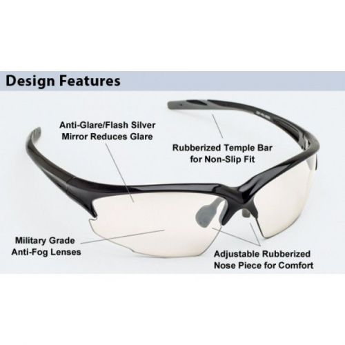 Medical Safety Glasses w/ Anti-Fog Lenses Silver Mirror Coating 6000