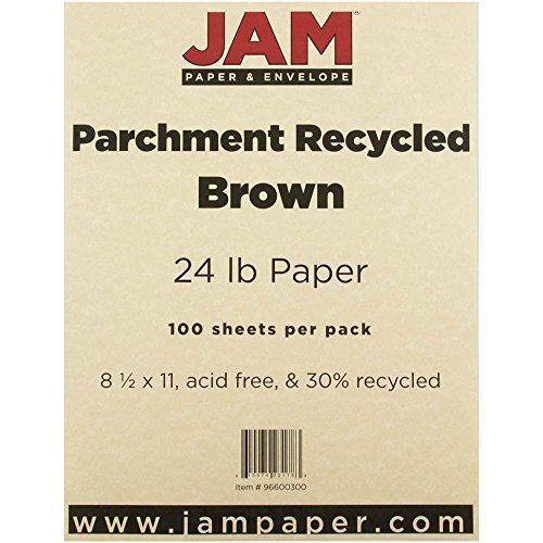 JAM Paper? 8 1/2 x 11 Paper - 24 lb Brown Parchment Paper - Recycled - 100