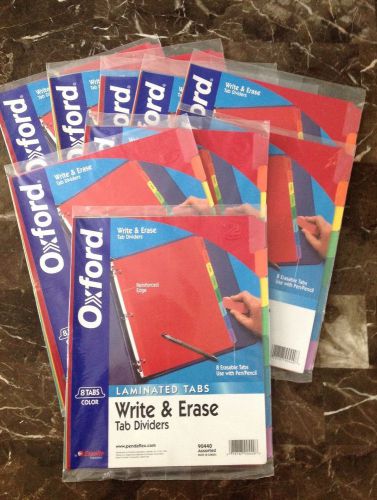 Oxford Write &amp; Erase Tab Dividers - 8 Packages - 8 Tab Colors - Brand New