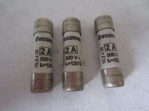 Lot of 3 Bussmann C10G2 10 x 38 Fuses 2A 2 Amps Tested