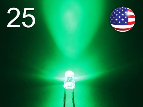 25pcs 3mm Green Superbright LED - Water Clear Round Lamp - Diode Light - DIY RC