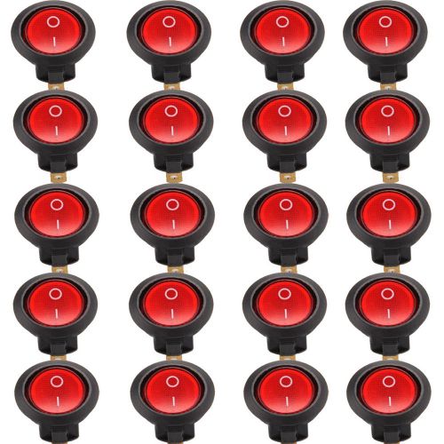 High Quality 20 Led Rocker Indicator Switch 3 Pin On-Off Snap-In 220V Red