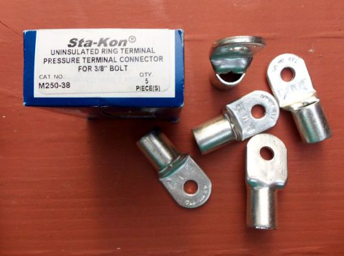 Box/3 thomas &amp; betts sta-kon ring connector m250-38 bolt 3/8&#034; 4/0 an terminal for sale