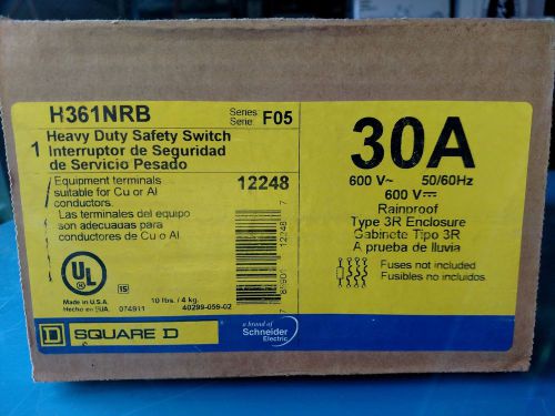 New Square D H361NRB 30A 600V Heavy Duty Safety Switch Type 3R