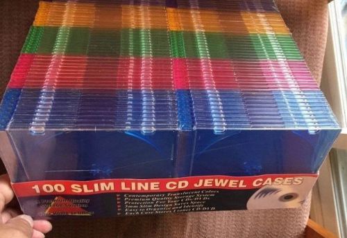 100 Slim Line CD Jewel Cases Multi Color