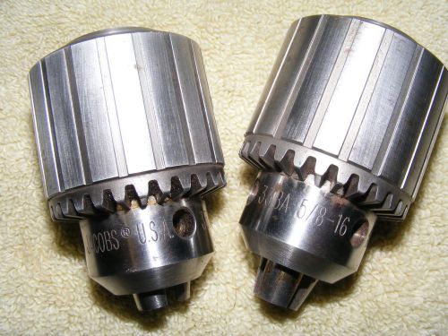 TWO JACOBS 33BA 5/8 Drill Chucks,1/2 In capacity, 5/8-16 female mount