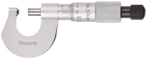Starrett 576MXR Micrometer, Ratchet Stop, Carbide Faces, 0-13mm Range, 0.01mm
