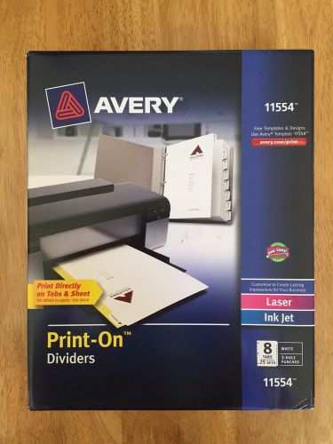 Avery 11554 Print On Dividers, 8 tabs, 25 sets, New In Box