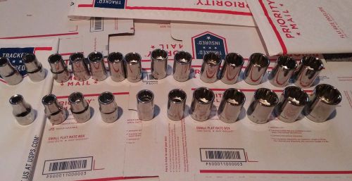New craftsman 25 pc sae standard &amp; metric mm 1/2&#034; inch drive 12 point socket set for sale