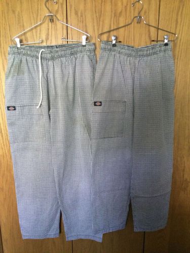 (2) vintage large houndstooth print stovepipe hipster chef pants by dickies for sale