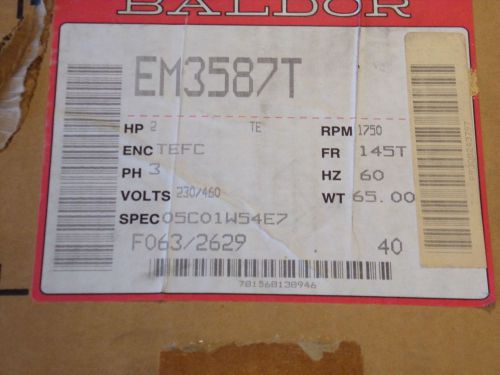 Baldor EM3587T 2 HP 230/460 VAC 1750 RPM 145T 3 Phase Motor New EM3587