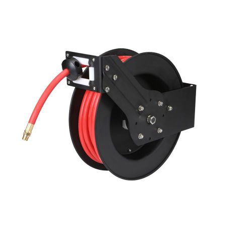 50 ft 3/8 inch retractable airhose reel includes air hose 250 psi wall mount new for sale
