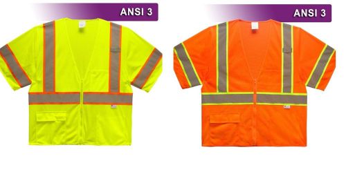 Reflective apparel economy safety vest hi vis zip mesh tape ansi 3 raf-588-st for sale