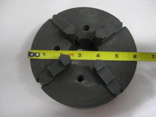 Lathe chuck 4 jaw reversible 6&#034; union 5553 w/ back mounting plate 7/8-14 usa for sale