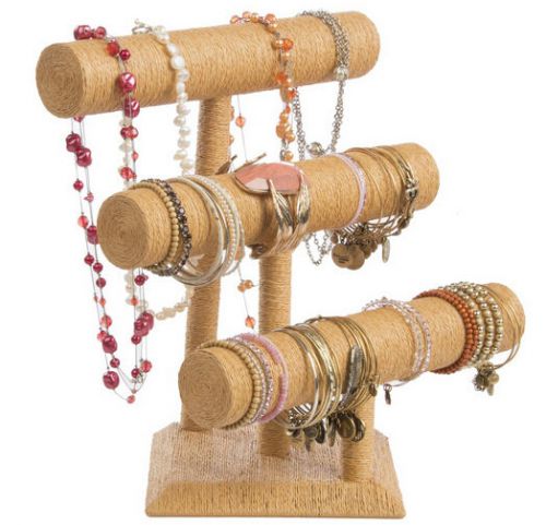 12.1&#034; x 13.0&#034; x 10.1&#034;, Jewelry Display with 3 T-Bars for Bracelets and Chains, P
