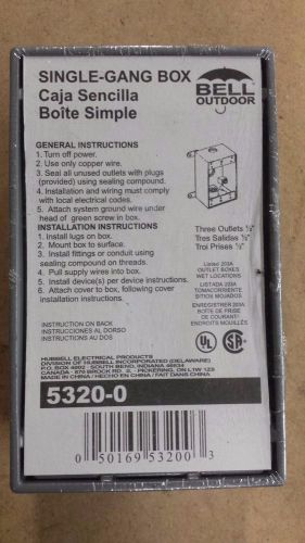 BELL 5320-0 Single Gang Outlet Box 3 outlets 1/2&#034;  NEW