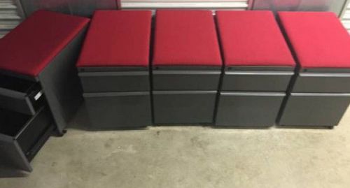 Knoll cushioned seat mobile pedestal file drawers - set of 5 for sale