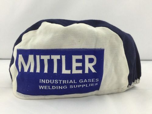 Mittler Welding Cap Beanie 100% Cotton Blue and White Size Small 7-7 1/2&#034; Dia
