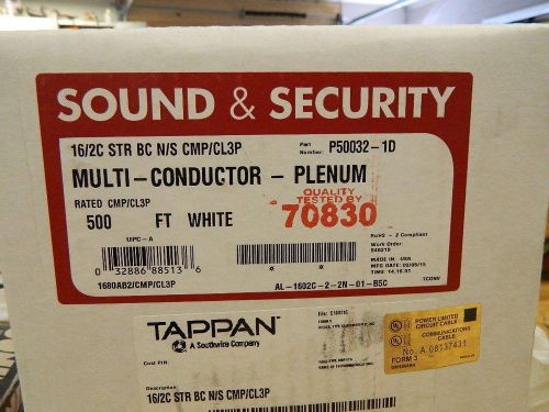 16/2C STR BC N/S CMP/CL3P 500ft White P50032-1D Multi-Conductor-Plenum