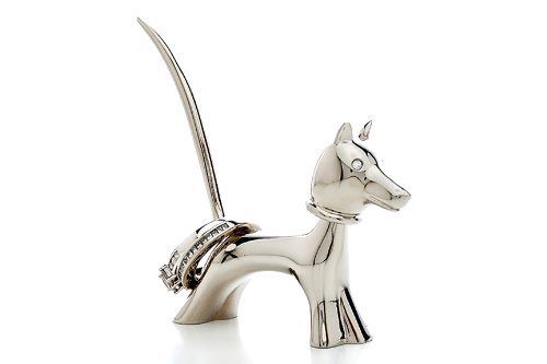 Dog Bobble Head Ring Holder with Elegant Silver Tone,Cystal Eyes,Ring Display