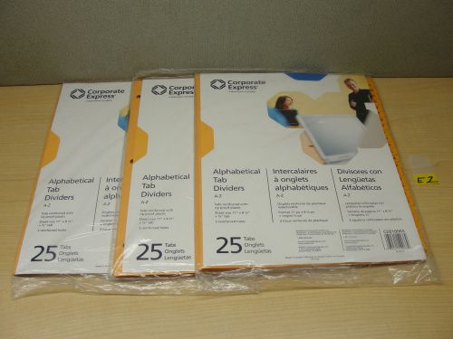 Lot of 3 alphabetical tab dividers A-Z Letter Size, 8.5 x 11&#034; 3-hole punched YEZ