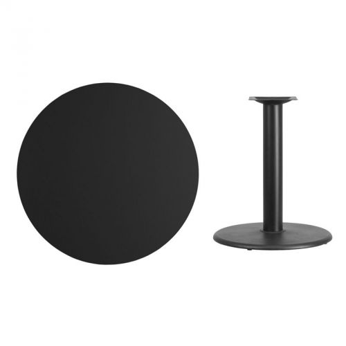 36&#039;&#039; Round Black Laminate Table Top with 24&#039;&#039; Round Table Height Base