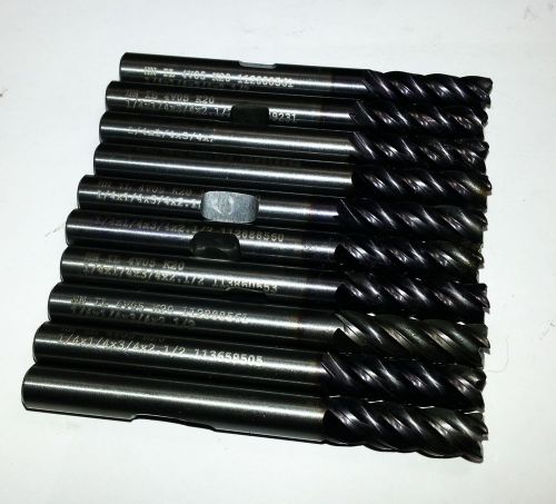 (Lot of 10) 1/4&#034; Hanita Varimill Carbide .015 CR TiALN 4 Flute End Mill (B 48)