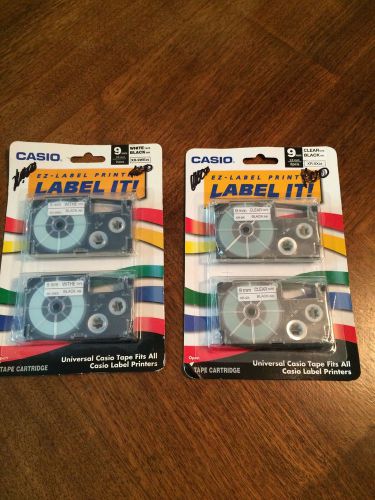 Two packages/ 4 cartridges CASIO EZ-LABEL IT TAPE 9MM  XR-9X2s and XR-9WE2s NEW