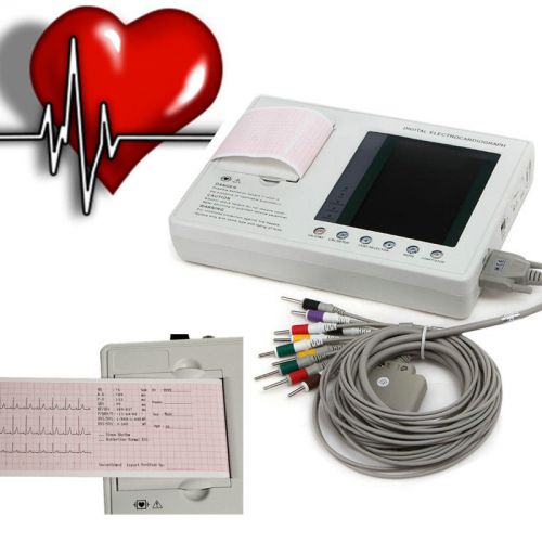 7 inch LCD Digital Electrocardiograph ECG/EKG 3 Channel 12 Lead + software