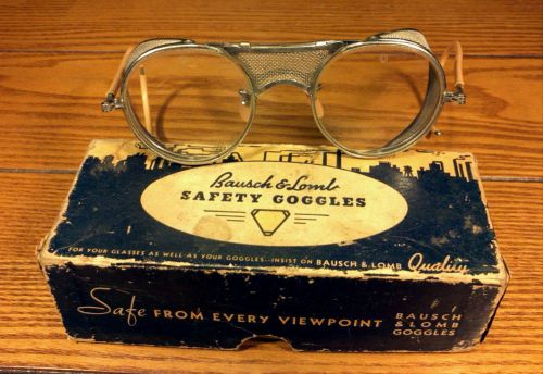 Vintage Bausch &amp; Lomb 22 Safety Goggles with Box - Mesh - Steampunk - Motorcycle